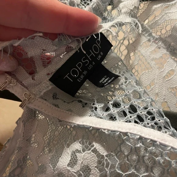 Topshop Turquoise size 4 crochet top - Picture 4 of 4